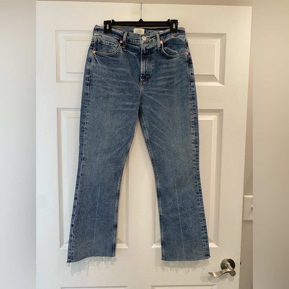 Citizens Of Humanity Isola Size 26 Cropped Boot Denim Raw Hem Mid Rise